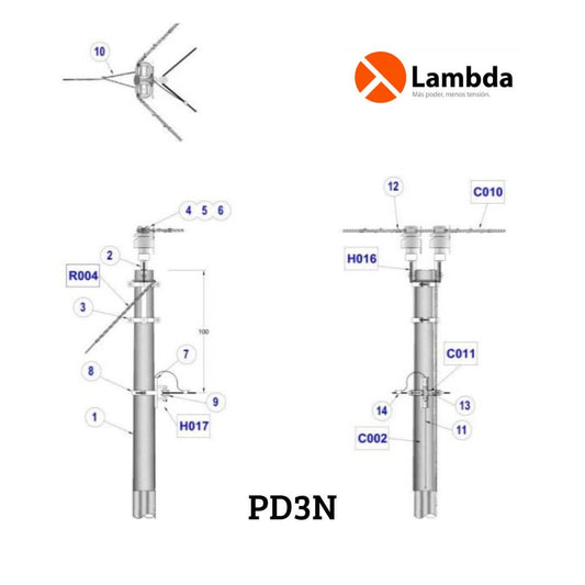 Estructura PD3N prearmada al detalle