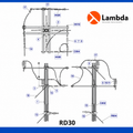Estructura RD30 25KV - Remate doble 3 fases