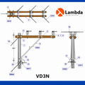 Estructura VD3N 15KV - Volada cruceta sencilla 3 fases neutro corrido