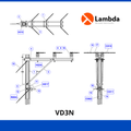 Estructura VD3N 35KV - Volada cruceta sencilla 3 fases neutro corrido