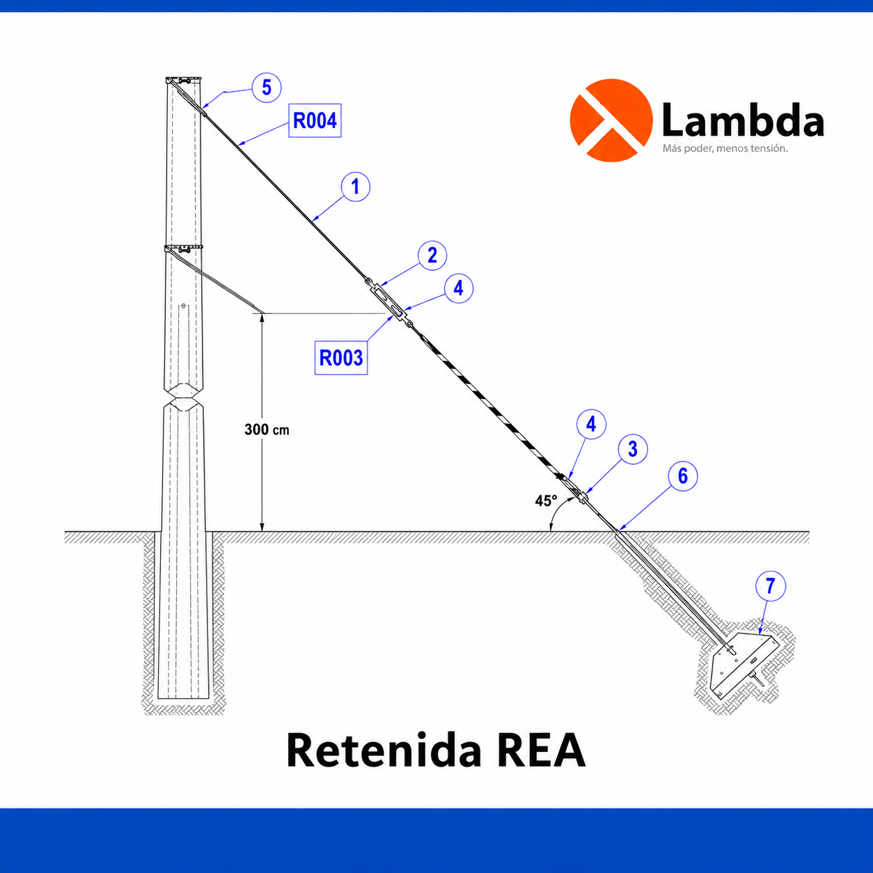 Retenida REA 13KV - Retenida estaca y ancla